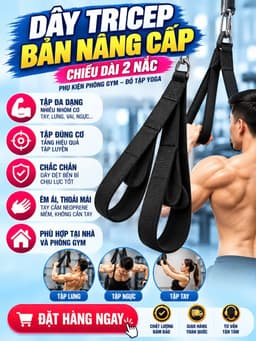 Dây Tricep Bản Nâng Cấp Chiều Dài 2 Nấc - Kéo Lưng Xô Tay Sau Đa Năng HC Sport 8