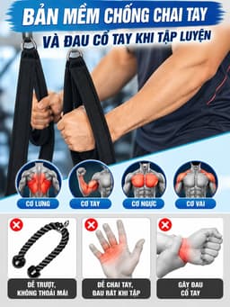Dây Tricep Bản Nâng Cấp Chiều Dài 2 Nấc - Kéo Lưng Xô Tay Sau Đa Năng HC Sport 3