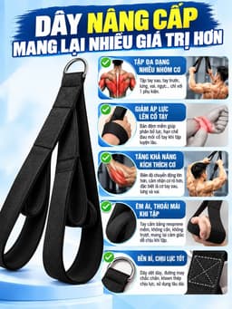 Dây Tricep Bản Nâng Cấp Chiều Dài 2 Nấc - Kéo Lưng Xô Tay Sau Đa Năng HC Sport 7