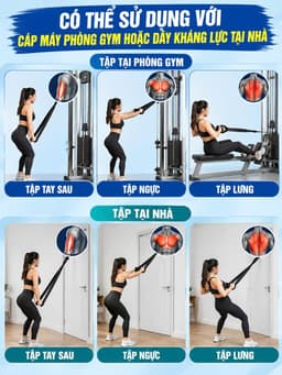 Dây Tricep Bản Nâng Cấp Chiều Dài 2 Nấc - Kéo Lưng Xô Tay Sau Đa Năng HC Sport 5