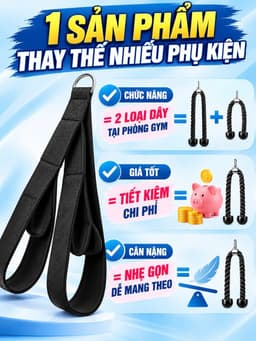 Dây Tricep Bản Nâng Cấp Chiều Dài 2 Nấc - Kéo Lưng Xô Tay Sau Đa Năng HC Sport 6