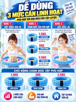 Vòng Lắc Eo Giảm Cân Lò Xo Bọc Vải Dệt Kim 1.5kg - 2.5kg -Hàng Chuẩn Kg 5