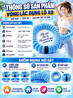 Vòng Lắc Eo Giảm Cân Lò Xo Bọc Vải Dệt Kim 1.5kg - 2.5kg -Hàng Chuẩn Kg 8
