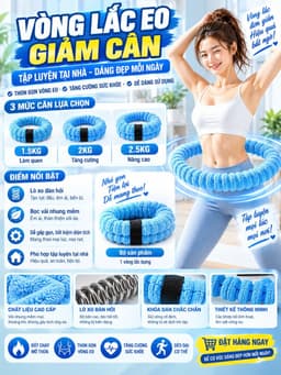 Vòng Lắc Eo Giảm Cân Lò Xo Bọc Vải Dệt Kim 1.5kg - 2.5kg -Hàng Chuẩn Kg 6