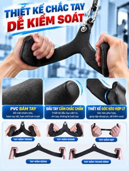 Thanh Power Grip 5 món kéo lưng xô kéo row, lat pull down nhập khẩu. 4