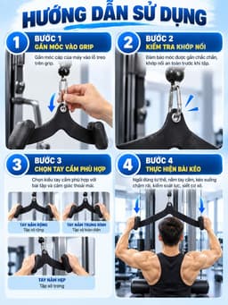 Thanh Power Grip 5 món kéo lưng xô kéo row, lat pull down nhập khẩu. 5