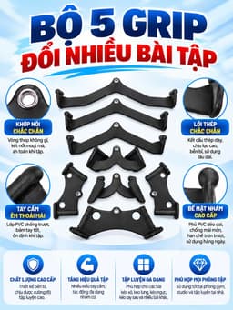 Thanh Power Grip 5 món kéo lưng xô kéo row, lat pull down nhập khẩu. 6