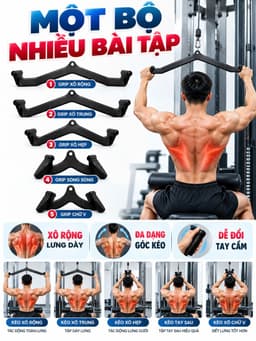 Thanh Power Grip 5 món kéo lưng xô kéo row, lat pull down nhập khẩu. 2