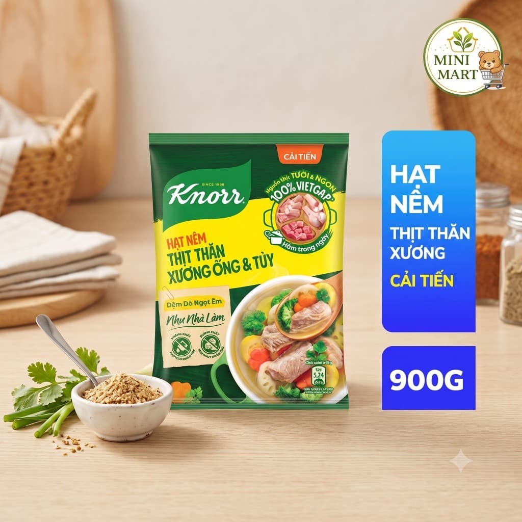 Hạt Nêm Knorr Thịt Thăn, Xương Ống & Tủy Cải Tiến (Gói 900g) | Mini Mart Tân Đức