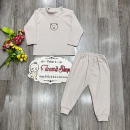 Bộ nỉ nhung cổ 3 phân in hình gấu mềm ấm cho bé mặc thu đông 9
