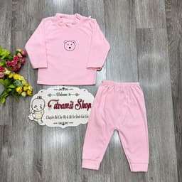 Bộ nỉ nhung cổ 3 phân in hình gấu mềm ấm cho bé mặc thu đông 8
