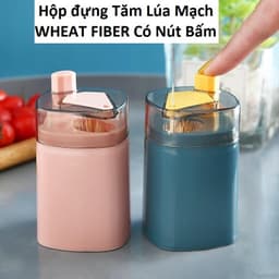 Hộp Đựng Tăm Hình Gấu Thỏ Pha Lê Vuông và Lúa Mạch WHEAT FIBER Có Nút Bấm. LMS 8