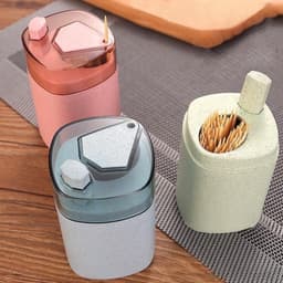 Hộp Đựng Tăm Hình Gấu Thỏ Pha Lê Vuông và Lúa Mạch WHEAT FIBER Có Nút Bấm. LMS 9