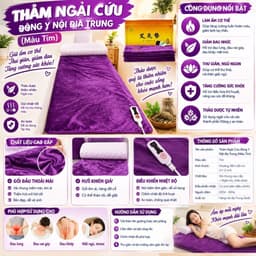 Thảm Đệm Ngải Cứu đông Y Nội địa Trung (Vải Nhung Màu Tím). LMS 1