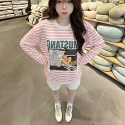 Áo thun nữ tay dài form rộng BST hoạt hình dễ thương style Hàn Quốc chất thoáng mát freesize 3