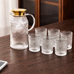 [ GiaDungQueHuong ] Bình Đựng Nước Thủy Tinh, Ca Nước Deli Kèm Cốc Uống Nước Cao Cấp Dung Tích 1,7L  M22 1