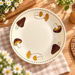 Bộ Bát Đĩa Sứ Tô Bát Ăn Cơm Họa Tiết Nấm Nâu, Set Bát Đĩa Bát Tràng Tráng Men Cao Cấp Tặng Kèm Muôi Và 5 Thìa 9