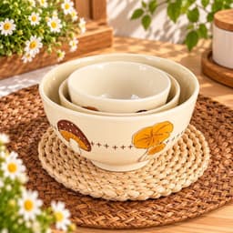 Bộ Bát Đĩa Sứ Tô Bát Ăn Cơm Họa Tiết Nấm Nâu, Set Bát Đĩa Bát Tràng Tráng Men Cao Cấp Tặng Kèm Muôi Và 5 Thìa 4
