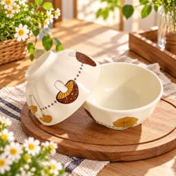 Bộ Bát Đĩa Sứ Tô Bát Ăn Cơm Họa Tiết Nấm Nâu, Set Bát Đĩa Bát Tràng Tráng Men Cao Cấp Tặng Kèm Muôi Và 5 Thìa 3