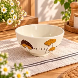 Bộ Bát Đĩa Sứ Tô Bát Ăn Cơm Họa Tiết Nấm Nâu, Set Bát Đĩa Bát Tràng Tráng Men Cao Cấp Tặng Kèm Muôi Và 5 Thìa 7