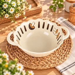 Bộ Bát Đĩa Sứ Tô Bát Ăn Cơm Họa Tiết Nấm Nâu, Set Bát Đĩa Bát Tràng Tráng Men Cao Cấp Tặng Kèm Muôi Và 5 Thìa 5