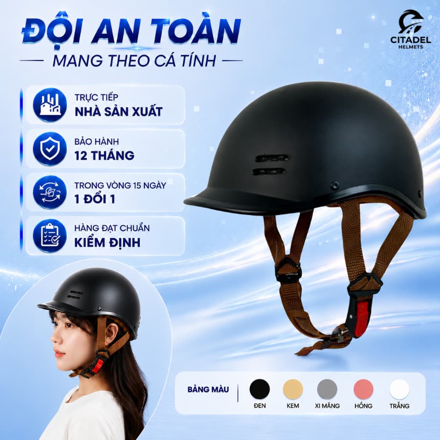Mũ bảo hiểm cá heo nhiều màu sắc, phong cách dễ thương và năng động, bảo hành 12 tháng.