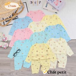 [Loại đẹp] Combo 3-5 Bộ Dài Tay Chất Peptit Cao Cấp Mềm Mại In Họa Tiết Cho Bé 2