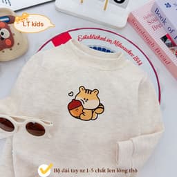 Bộ Nỉ Len Lông Thỏ Cho Bé Trai Bé Gái Mùa Đông - Set Đồ Thu Đông Trẻ Em Dày Dặn Ấm Áp Có Size 3-13kg 8