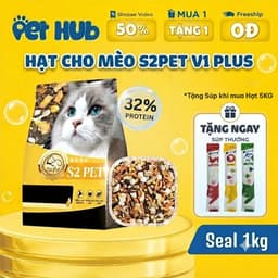 [1KG] Hạt Mèo S2PET V1 Đạm 32%, Hạt S2 Pet Mix Thịt Đông Khô, Kích Thích Thèm Ăn 1