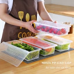 Hộp Đựng Thực Phẩm Hoa Quả,Thức Ăn, Rau Củ Có Khay 20x12x6cm và Set 10 Túi Zip Nhôm Bảo Quản Thực Phẩm Tươi Sống 6