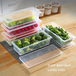 Hộp Đựng Thực Phẩm Hoa Quả,Thức Ăn, Rau Củ Có Khay 20x12x6cm và Set 10 Túi Zip Nhôm Bảo Quản Thực Phẩm Tươi Sống 7