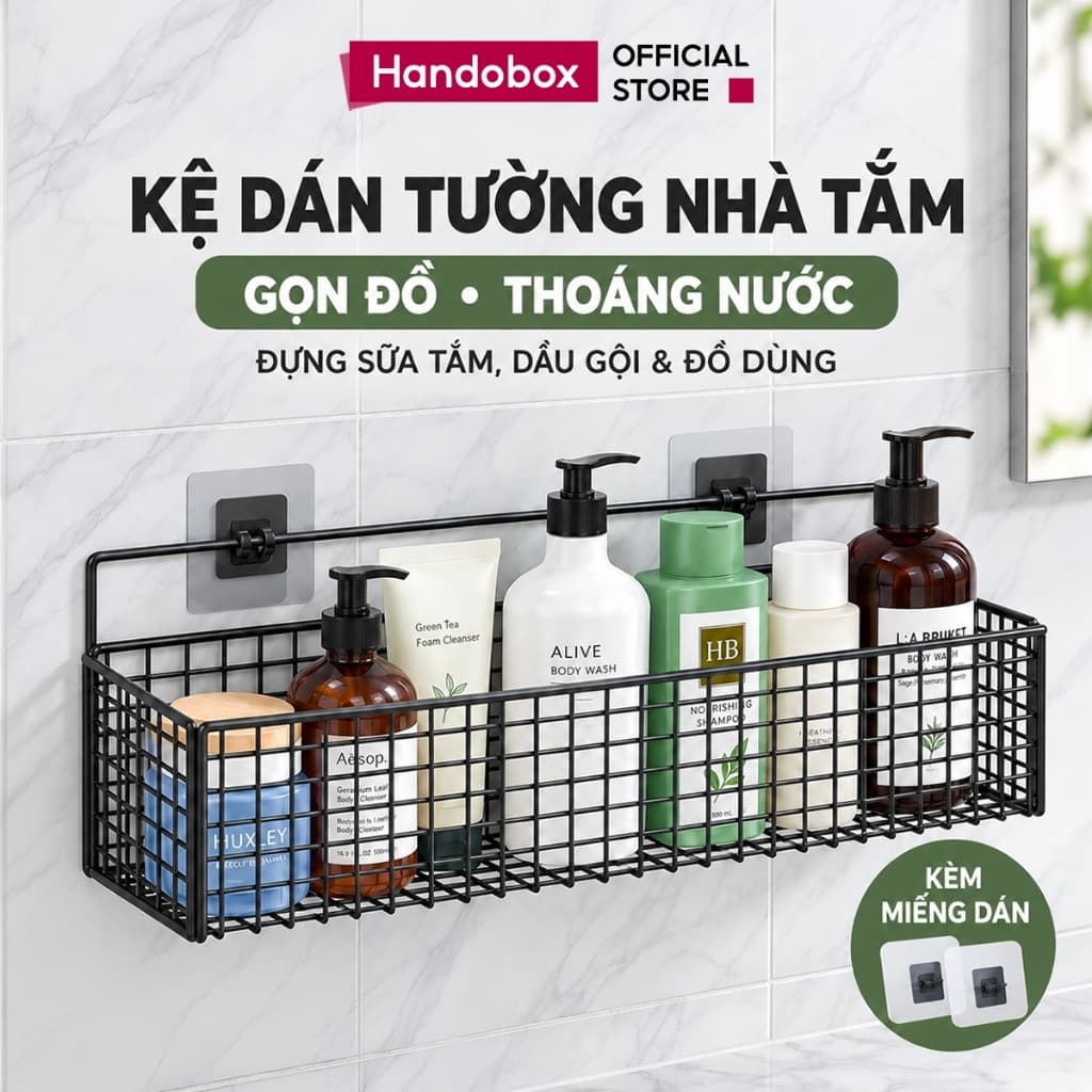 Kệ Đựng Đồ Để Gia Vị Dán Tường Handobox Kệ Thép Chống Gỉ Chịu Lực 10kg Bền Đẹp Cho Phòng Bếp