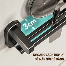 Thanh Treo Đồ Nhà Bếp 45cm 8 Móc - Kệ Dán Tường Có Móc Treo Dao, Kéo, Cài Nắp, Vung Không Cần Khoan 3