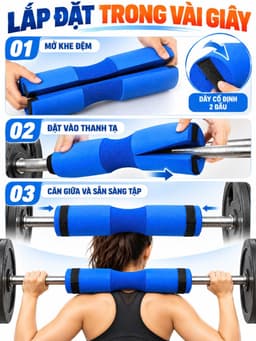 Đệm Mút Lót Bảo Vệ Cổ, Vai, Hỗ Trợ Gánh Tạ Squad Tập Gym 5