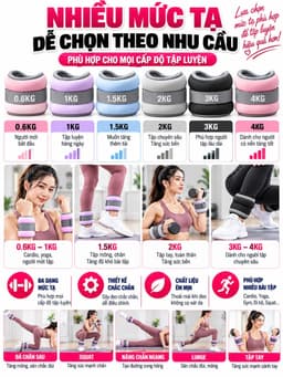 Tạ Đeo Tay TGG Tạ Chân Túi tạ chân dành cho gym Chất Liệu Bột Sắt Mịn Tập Gym Tập Yoga Tại Nhà 2