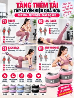 Tạ Đeo Tay TGG Tạ Chân Túi tạ chân dành cho gym Chất Liệu Bột Sắt Mịn Tập Gym Tập Yoga Tại Nhà 4