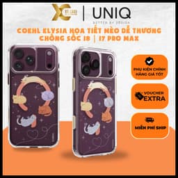 [Có iP18] Ốp UNIQ COEHL ELYSIA Họa Tiết Mèo Dễ Thương Translucent Chống Sốc 2.5 MétChính Hãng cho iP 18 | 17 Pro Max 1