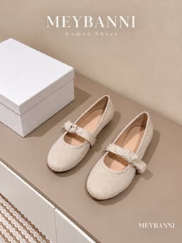 Giày Búp Bê MEYBANNI Mũi Tròn Vải Mềm Gắn Nơ Siêu Xinh - C445 4