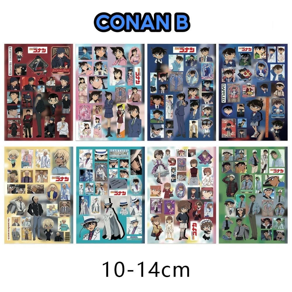 (NEW 2026) Set 8 tấm sticker dễ thương thám tử lừng danh CONAN dùng trang trí, decor sổ sách, bình nước, v.v