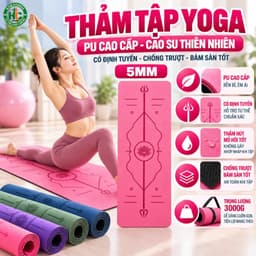 Thảm yoga cao su PU thiên nhiên, định tuyến 183x68cm 5mm có tại HC Sport 1