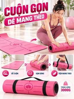 Thảm yoga cao su PU thiên nhiên, định tuyến 183x68cm 5mm có tại HC Sport 7