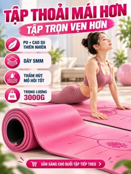 Thảm yoga cao su PU thiên nhiên, định tuyến 183x68cm 5mm có tại HC Sport 8