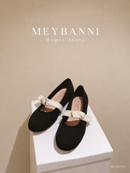 Giày Búp Bê MEYBANNI Mũi Tròn Vải Mềm Gắn Nơ Siêu Xinh - C445 6