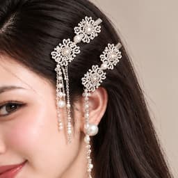 Kẹp Tóc Hoa Bạc Tua Rua Kiểu Dân Tộc - Kẹp Tóc Cổ Trang Sang Trọng Phối Hán Phục, Áo Dài 2