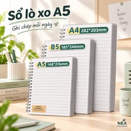 Sổ lò xo A5 gọn nhẹ — notebook bàn học văn phòng ghi chép mỗi ngày 5