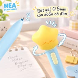 Bút gel 0.5mm sao xoắn có đèn — viết học bài ghi chú phong cách INS 4