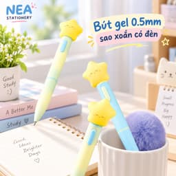 Bút gel 0.5mm sao xoắn có đèn — viết học bài ghi chú phong cách INS 5