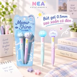 Bút gel 0.5mm sao xoắn có đèn — viết học bài ghi chú phong cách INS 7