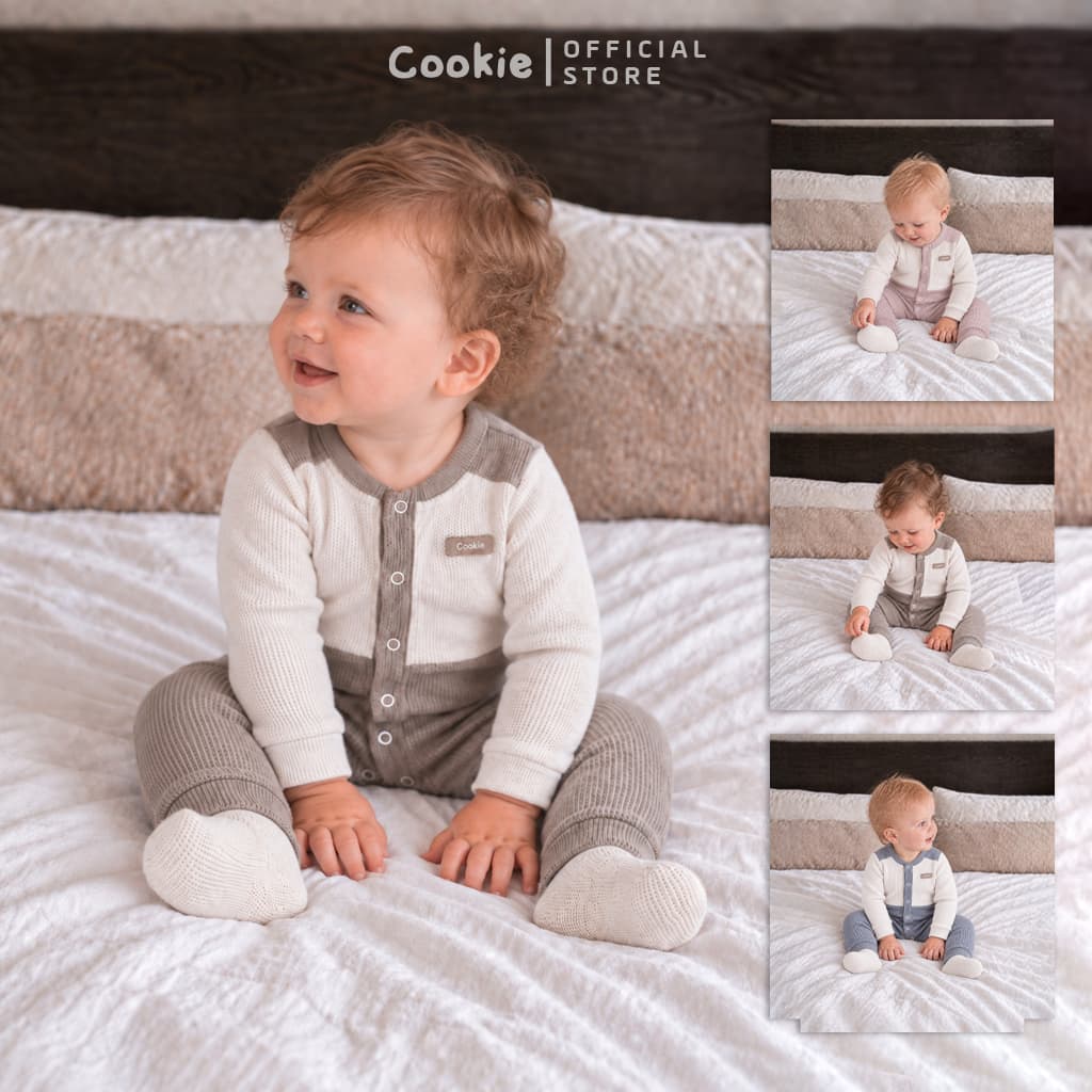 Bodysuit Cho Bé COOKIE, Sleepsuit Phối Nẹp Vải Wavy Cho Bé Từ 0 Đến 12 Tháng 2026