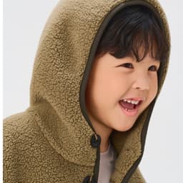 Áo khoác kid YODY áo ấm giả lông cừu có mũ ấm áp cho bé KCJA26F003 5